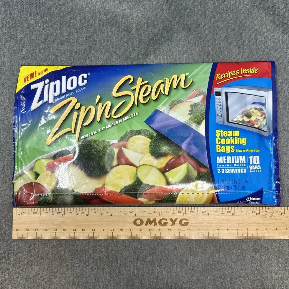 Ziploc Zip 'N Steam Microwave Cooking Bags Medium 10 Count Pack Steam Veggies